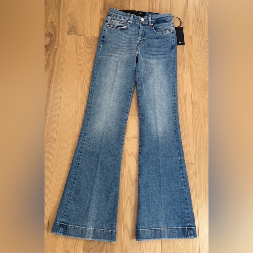 7 For All Mankind Tailorless Dojo Jeans Women's Flare Leg Trousers NWT Size 25 - Picture 4 of 8